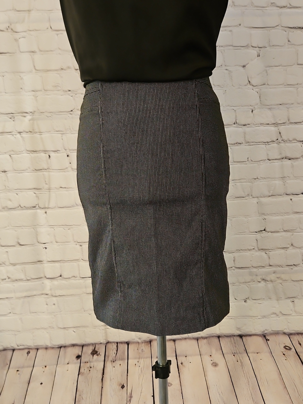Tribal Black and White Micro-Check Pencil Skirt